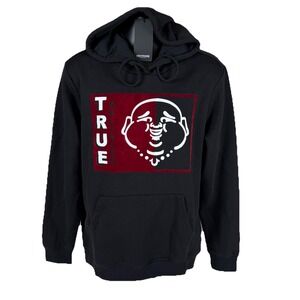 True Religion Rect Two Tone Hoodie Buddha Men's Large Black #108431 New $119